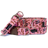 Branch Manager - Pink Dog Collar by Big Paw Shop featuring a whimsical design on cotton fabric
