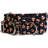 Candy Corn Dog Collar by Big Paw Shop featuring a whimsical design on cotton fabric