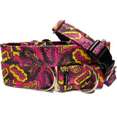 Comic Bark Dog Collar by Big Paw Shop featuring a whimsical design on cotton fabric