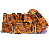 Orange Dragonflies Dog Collar by Big Paw Shop featuring a whimsical design on cotton fabric