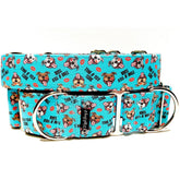 100% Kiss A Bull Dog Collar by Big Paw Shop featuring a whimsical design on cotton fabric