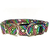 Rainbow Smoothie Dog Collar by Big Paw Shop featuring a whimsical design on cotton fabric