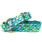 Mermaid Dog Collar by Big Paw Shop featuring a whimsical design on cotton fabric