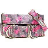 50 Shades of Floral Dog Collar by Big Paw Shop featuring a whimsical design on cotton fabric