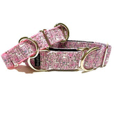 Pink Unicorn Rainbows & Donuts Dog Collar by Big Paw Shop featuring a whimsical design on cotton fabric