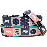 Adventure Dog Collar by Big Paw Shop featuring a whimsical design on cotton fabric