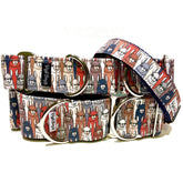 Llamas Dog Collar by Big Paw Shop featuring a whimsical design on cotton fabric