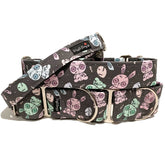 Bad Bunnies Dog Collar by Big Paw Shop featuring a whimsical design on cotton fabric