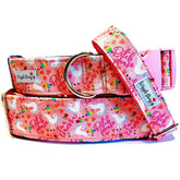B**** Please, I'm a Unicorn Dog Collar by Big Paw Shop featuring a whimsical design on cotton fabric