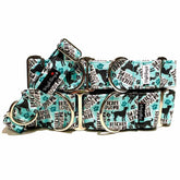 Bitche$ Loves Me Dog Collar by Big Paw Shop featuring a whimsical design on cotton fabric