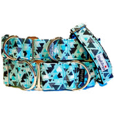 Blue Floyd Dog Collar by Big Paw Shop featuring a whimsical design on cotton fabric