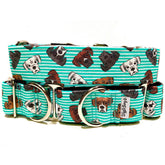 Boxing Day Dog Collar by Big Paw Shop featuring a whimsical design on cotton fabric