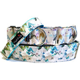 Call of the Mountains Dog Collar by Big Paw Shop featuring a whimsical design on cotton fabric