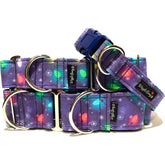 Christmas Lights Dog Collar by Big Paw Shop featuring a whimsical design on cotton fabric