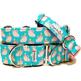 Cordon Bleue Dog Collar by Big Paw Shop featuring a whimsical design on cotton fabric