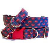 Crabby Dog Collar by Big Paw Shop featuring a whimsical design on cotton fabric