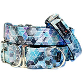 Crushed Carbon Dog Collar by Big Paw Shop featuring a whimsical design on cotton fabric