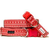 Deer Christmas Dog Collar by Big Paw Shop featuring a whimsical design on cotton fabric