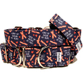 Don't Go Bacon My Heart Dog Collar by Big Paw Shop featuring a whimsical design on cotton fabric