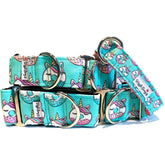 Donunicorn Dog Collar by Big Paw Shop featuring a whimsical design on cotton fabric