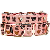 End BSL Pink Dog Collar by Big Paw Shop featuring a whimsical design on cotton fabric