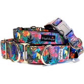Garden of Eden Dog Collar by Big Paw Shop featuring a whimsical design on cotton fabric