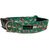 Goats Dog Collar by Big Paw Shop featuring a whimsical design on cotton fabric