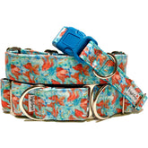 Golden Guppy Dog Collar by Big Paw Shop featuring a whimsical design on cotton fabric