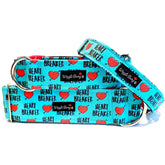 Heart Breaker Dog Collar by Big Paw Shop featuring a whimsical design on cotton fabric