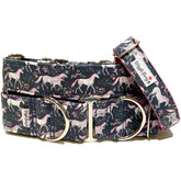 Heartland Navy Dog Collar by Big Paw Shop featuring a whimsical design on cotton fabric