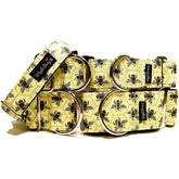 Honey Bees Dog Collar by Big Paw Shop featuring a whimsical design on cotton fabric