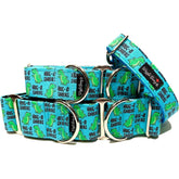 HUG-A-SAURUS Dog Collar by Big Paw Shop featuring a whimsical design on cotton fabric