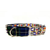 I Love NS-NS Tartan Dog Collar by Big Paw Shop featuring a whimsical design on cotton fabric