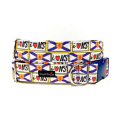 I Love NS Dog Collar by Big Paw Shop featuring a whimsical design on cotton fabric