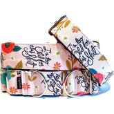 I'm Too Old For This Sh!t Dog Collar by Big Paw Shop featuring a whimsical design on cotton fabric