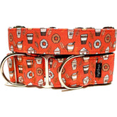 Latte Spice & Everything Nice Dog Collar by Big Paw Shop featuring a whimsical design on cotton fabric