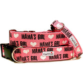 Mama's Girl - Pink Dog Collar by Big Paw Shop featuring a whimsical design on cotton fabric
