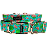 Melon D'eau Dog Collar by Big Paw Shop featuring a whimsical design on cotton fabric
