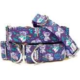 Purple Koalas Dog Collar by Big Paw Shop featuring a whimsical design on cotton fabric