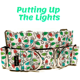 Putting Up The Lights Dog Collar by Big Paw Shop featuring a whimsical design on cotton fabric