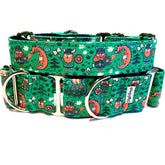 Ragnor Rock Dog Collar by Big Paw Shop featuring a whimsical design on cotton fabric