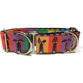 Rich Skipworth's Greyhounds Dog Collar by Big Paw Shop featuring a whimsical design on cotton fabric