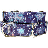 Snowflake Dog Collar by Big Paw Shop featuring a whimsical design on cotton fabric
