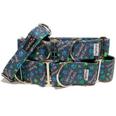 Spoiled As F*** (Blue) Dog Collar by Big Paw Shop featuring a whimsical design on cotton fabric