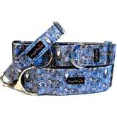 Stone Cold Foxes Dog Collar by Big Paw Shop featuring a whimsical design on cotton fabric
