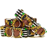 Sunflower Dog Collar by Big Paw Shop featuring a whimsical design on cotton fabric