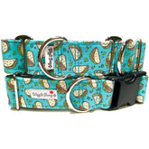 Taco Tuesday Dog Collar by Big Paw Shop featuring a whimsical design on cotton fabric