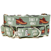 Take a Hike Dog Collar by Big Paw Shop featuring a whimsical design on cotton fabric