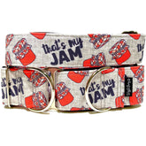 That's My Jam (Big Font) Dog Collar by Big Paw Shop featuring a whimsical design on cotton fabric