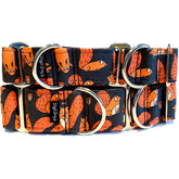The Squirrel Family Dog Collar by Big Paw Shop featuring a whimsical design on cotton fabric